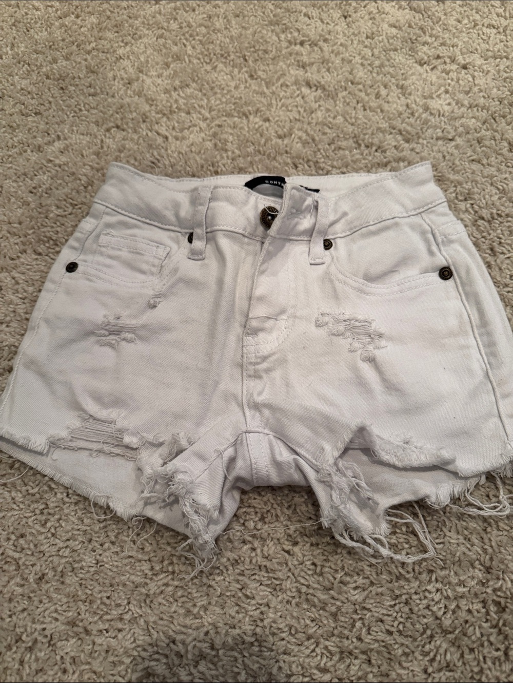 Girls' White Distressed Denim Shorts - Trendy Frayed Hem